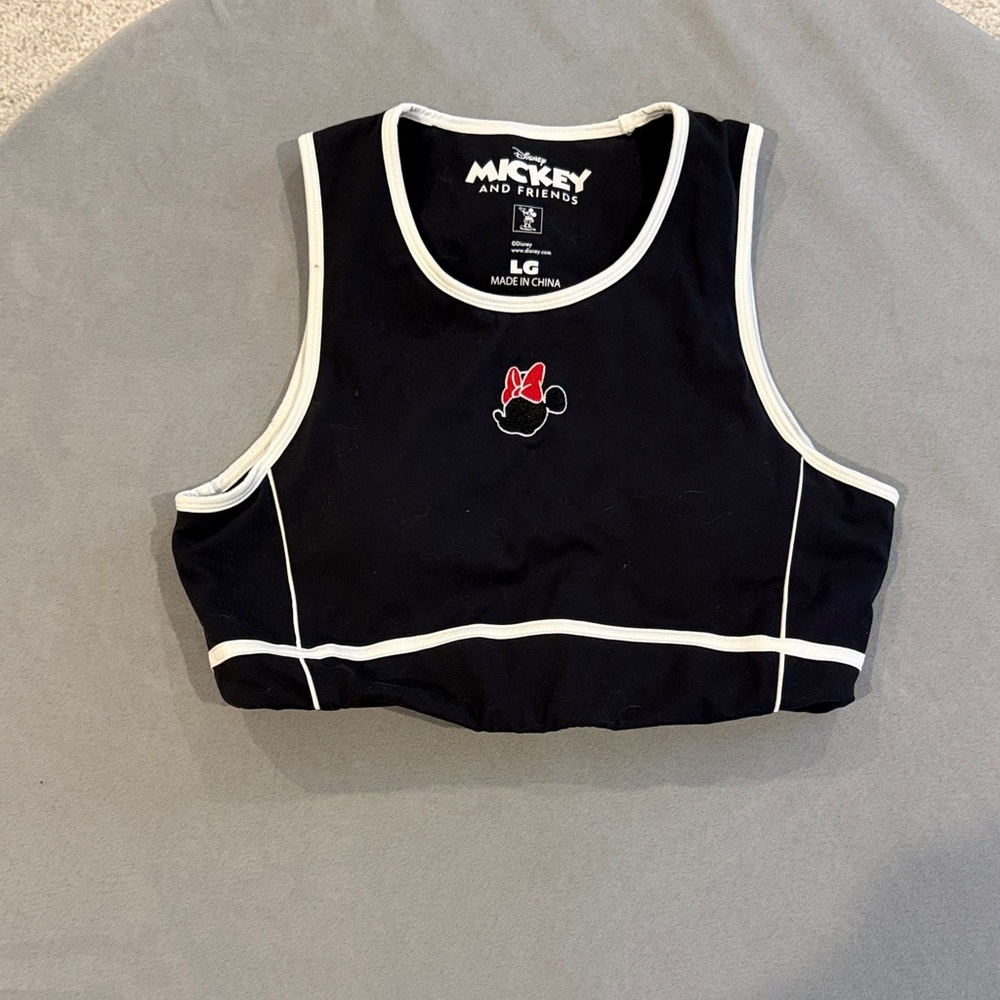 Disney Mickey & Friends Black and White Cropped Tank with Red Accent